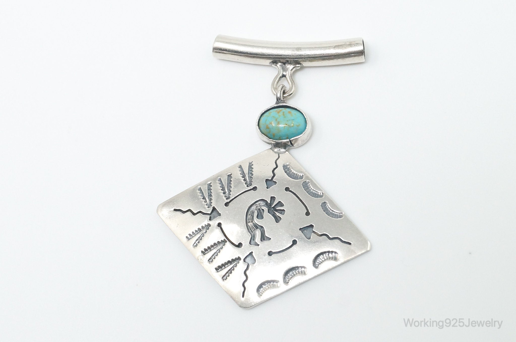 Vintage Mexico Designer Turquoise Southwestern Sterling Silver Pendant | Jewelry > Necklaces > Pendants | Wiccan Center