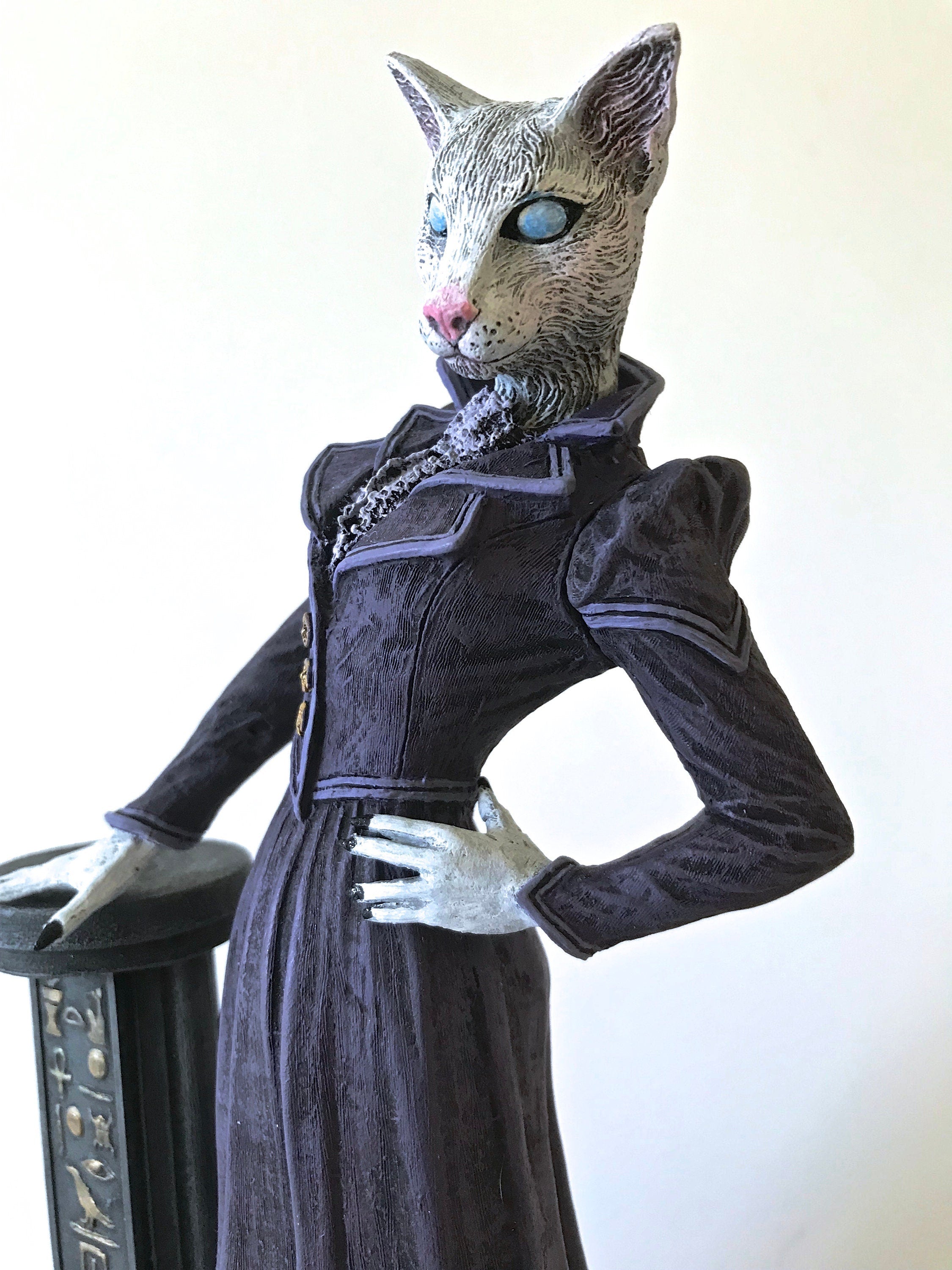 Lady Bast Statue, Cat Goddess, Full Color Resin Sculpture | Mythical Creature Figurine | Victorian Cat Goddess Figurine. Fantasy Art Decor
