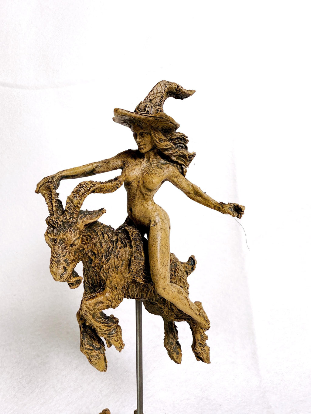 Witch’s Sabbath: Goat Rider Statue, Hand Painted Resin Sculpture | Pagan Folklore Witchcraft Figurine | Witchy Art for Gothic Home Decor