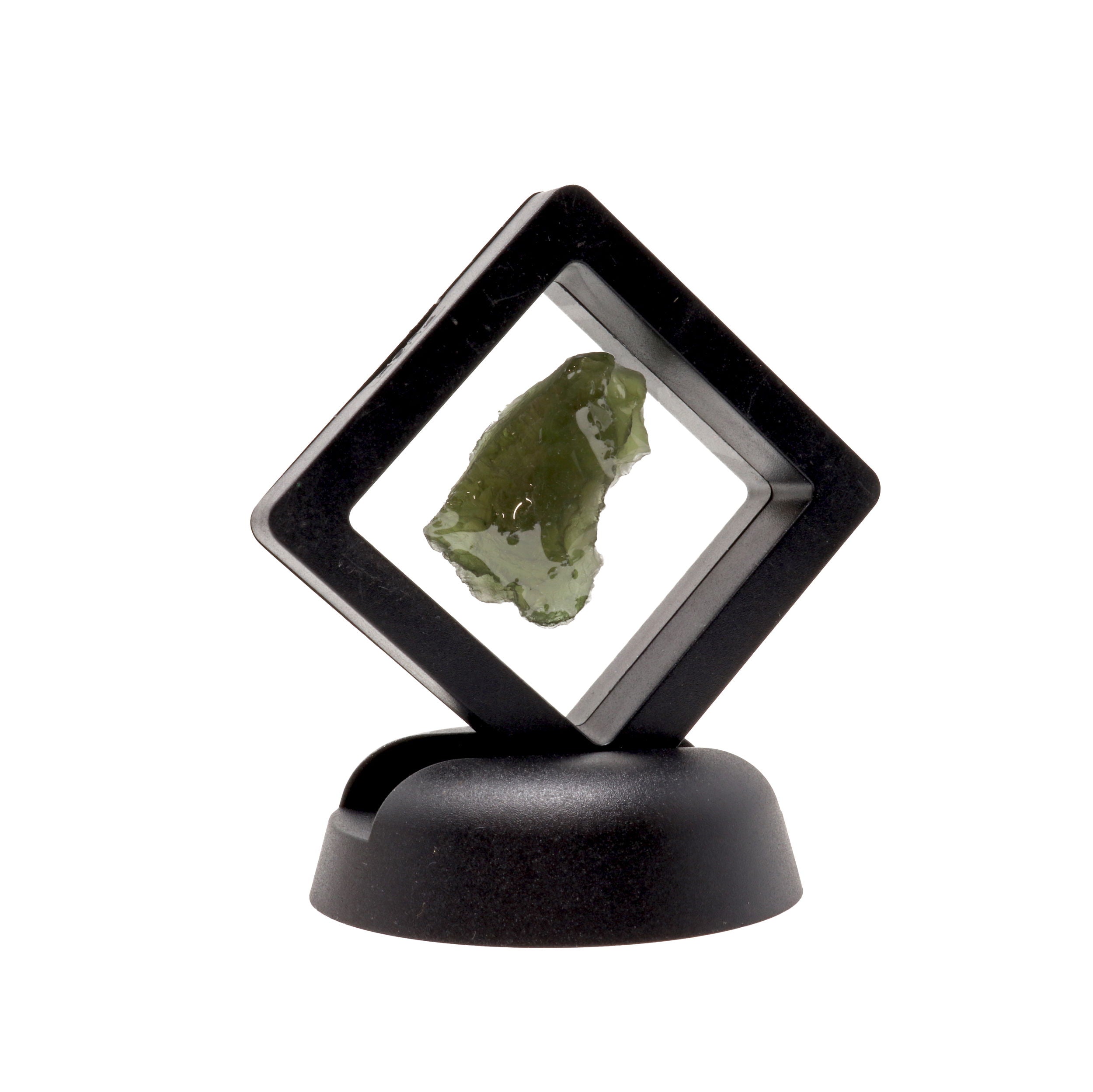 Moldavite Tektite Raw Nugget - Mountainous with Flat Side in Gel Case | Crystals & Minerals > Specimens | Wiccan Center