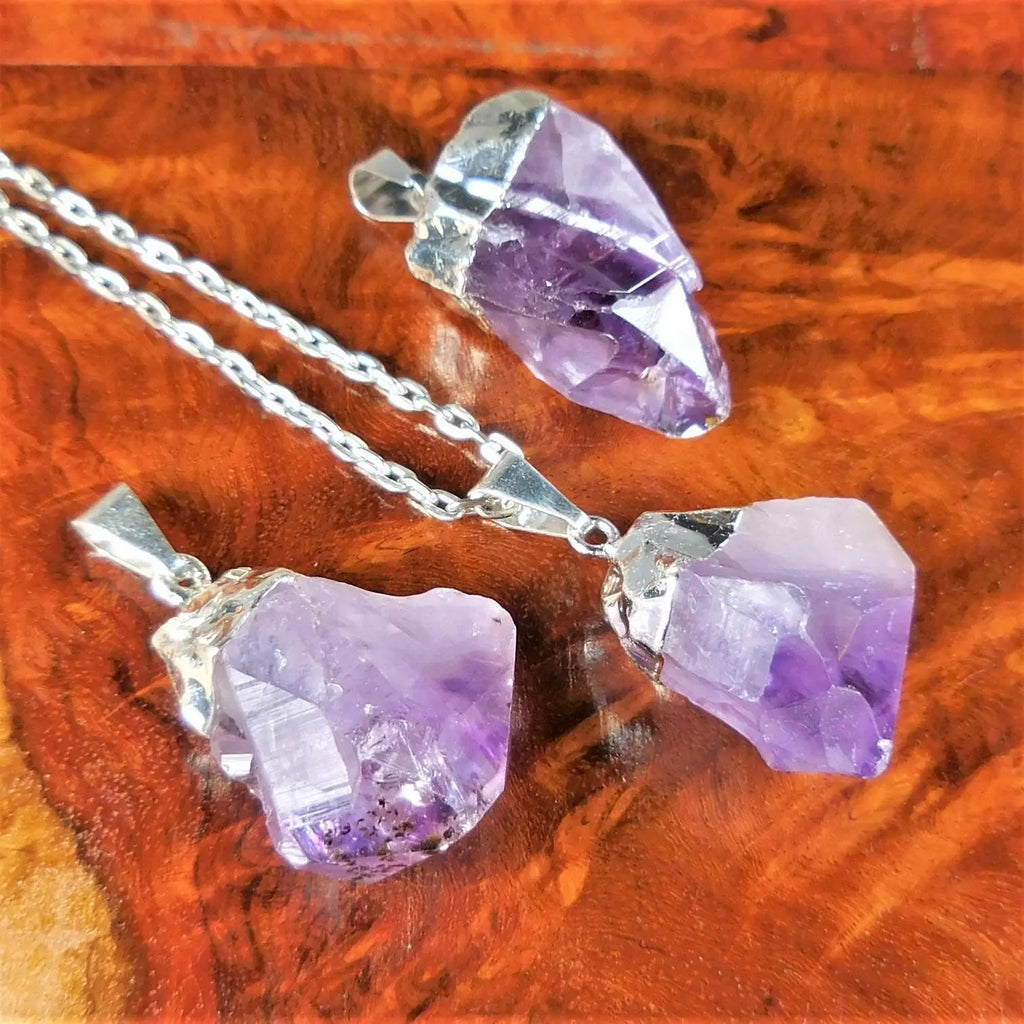 Amethyst Crystal Point Pendant (Silver Plated) | Craft Supplies & Tools > Beads, Gems & Cabochons > Charms & Pendants > Pendants | Wiccan Center