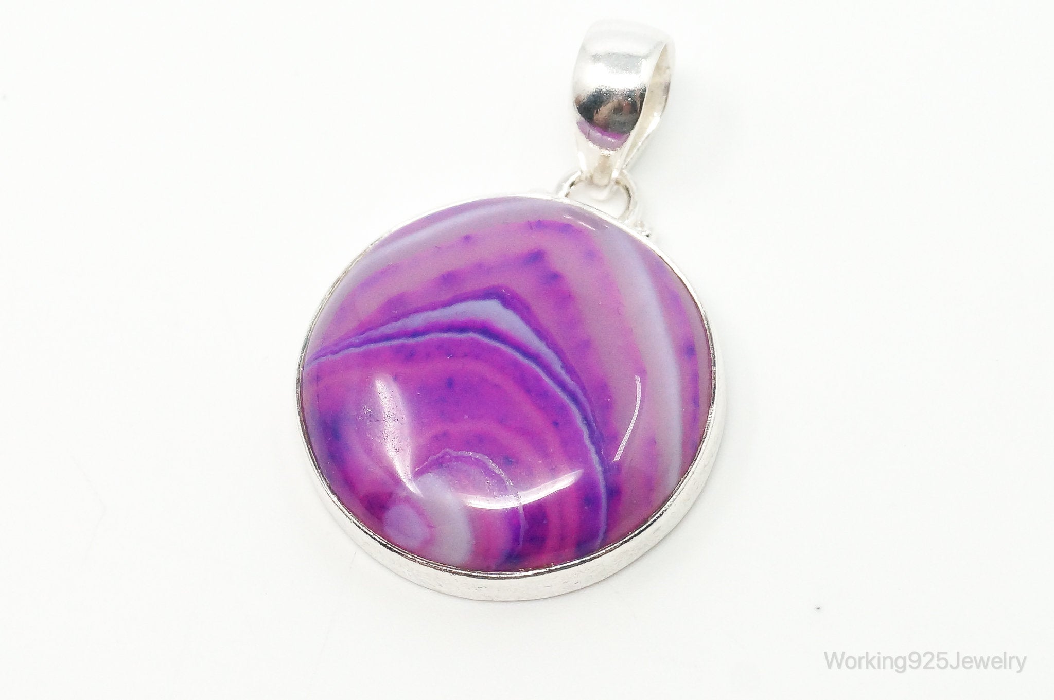 Vintage Designer TGGC Large Pink Agate Sterling Silver Necklace Pendant | Jewelry > Necklaces > Pendants | Wiccan Center