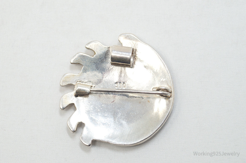 Vtg Large Handmade Mexico Sun Moon 950 Silver Southwestern Brooch Pendant | Jewelry > Necklaces > Pendants | Wiccan Center