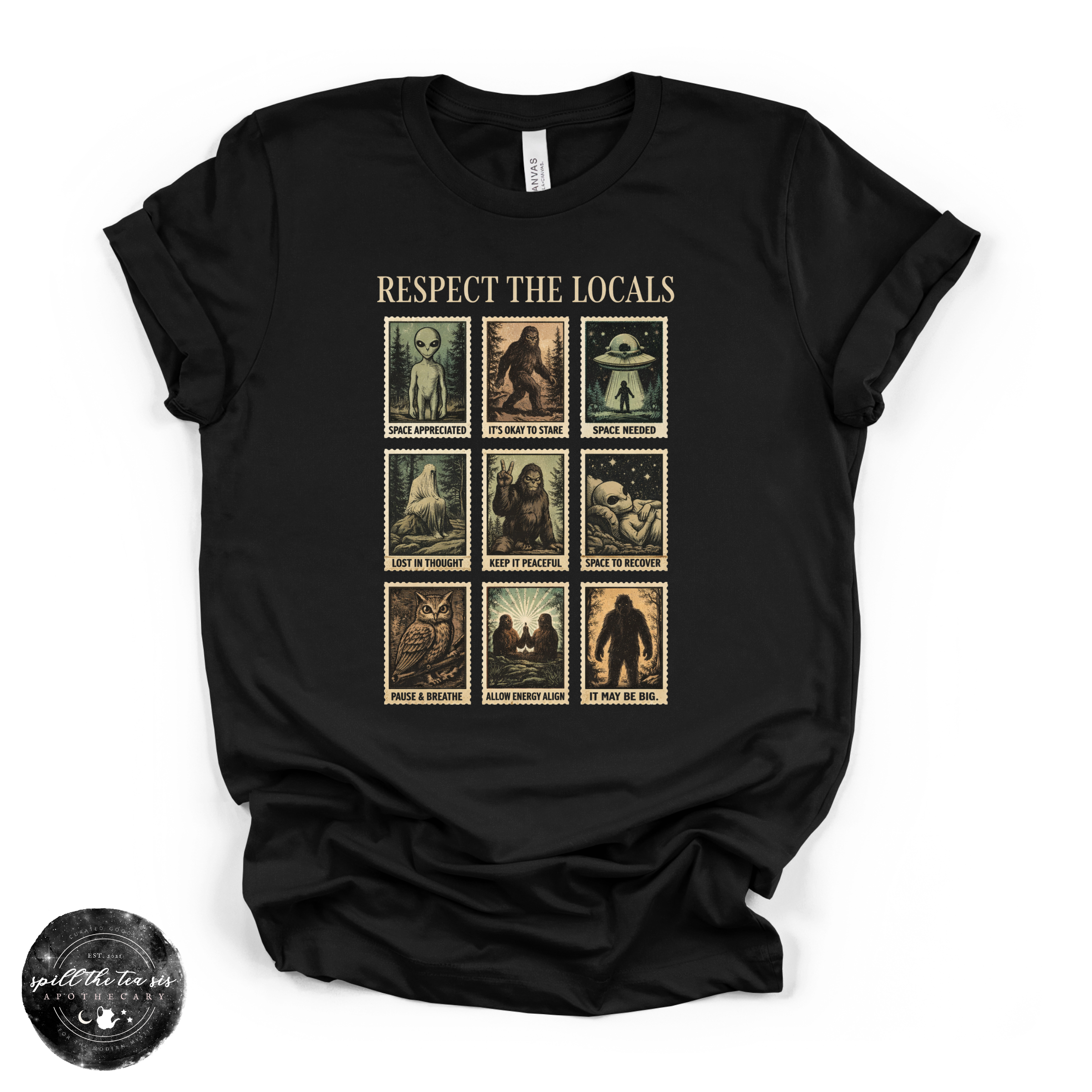 Respect the Locals Cryptid Tee | Funny Bigfoot Graphic T-Shirt | | Wiccan Center
