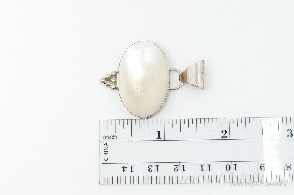 Large Native American Navajo Jason Livingston Pearl Sterling Silver Pendant | Jewelry > Necklaces > Pendants | Wiccan Center