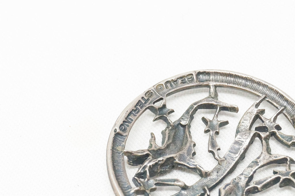Vintage Designer Beau Abstract Astrology Pisces Sterling Silver Necklace Pendant | Jewelry > Necklaces > Pendants | Wiccan Center