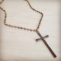 Genuine Picture Jasper Long Beaded Necklace with Antique Copper Cross 262w | Necklace | Wiccan Center