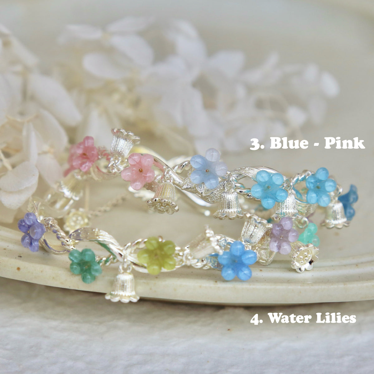 SALE - Everbloom Silver Flower Bangles