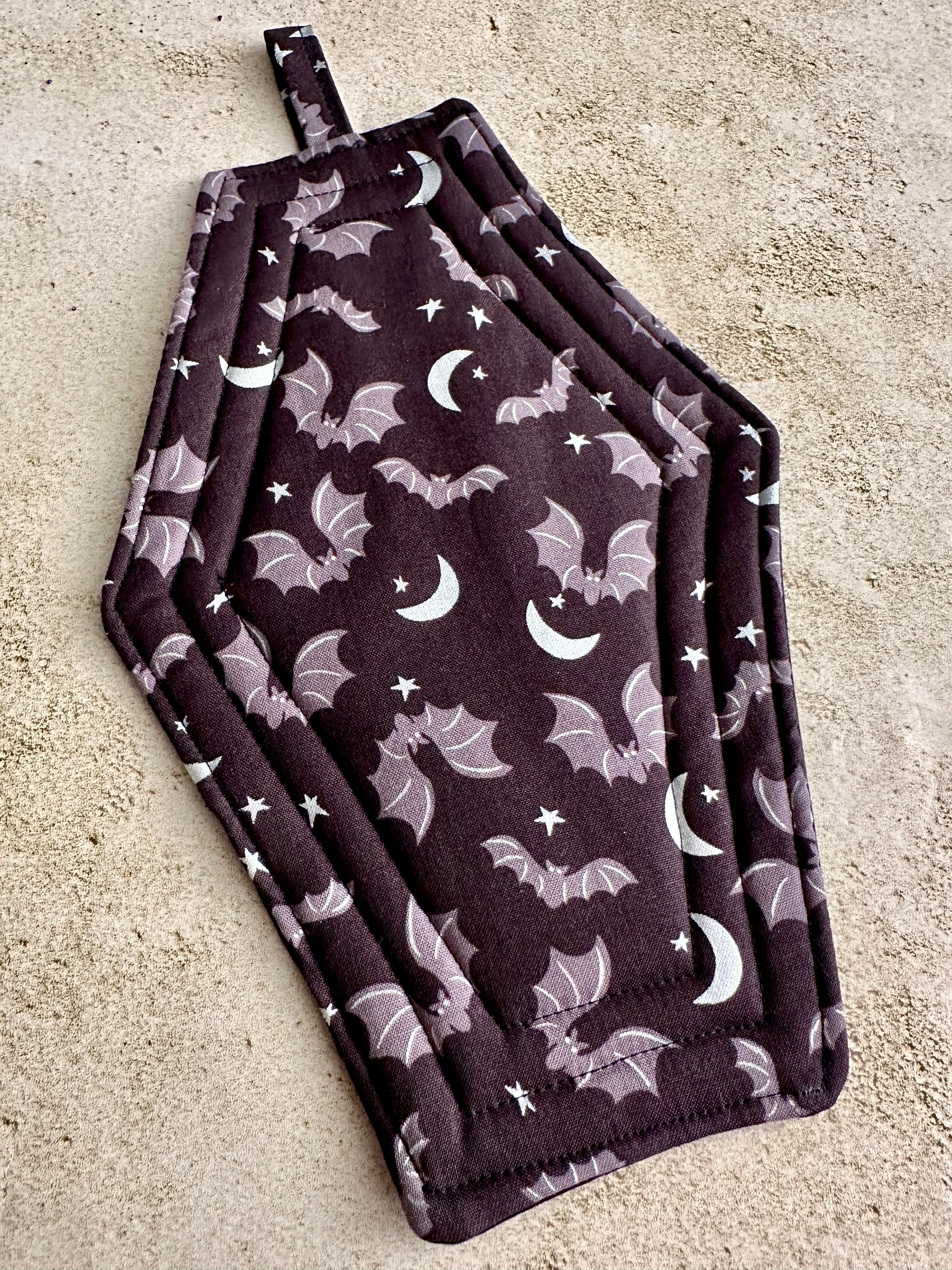 Coffin Pot Holder - Bats & Moons