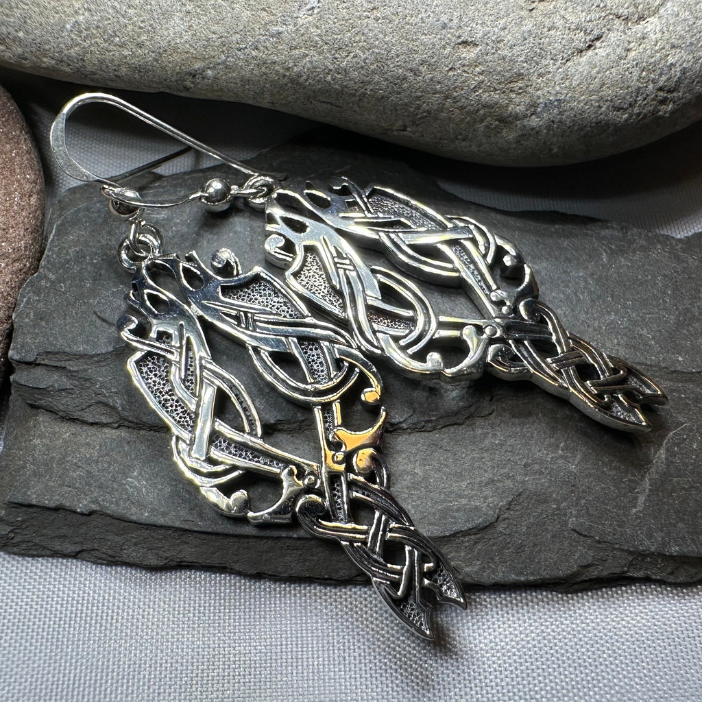 Unne Celtic Viking Earrings in Sterling Silver | Dangle Earrings | Wiccan Center