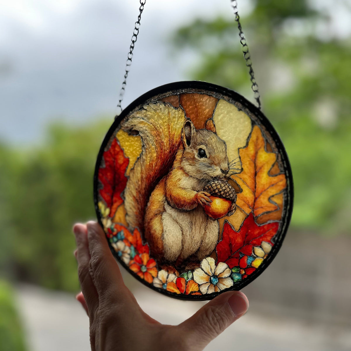 Autumn Squirrel Suncatcher | Gifts | Wiccan Center
