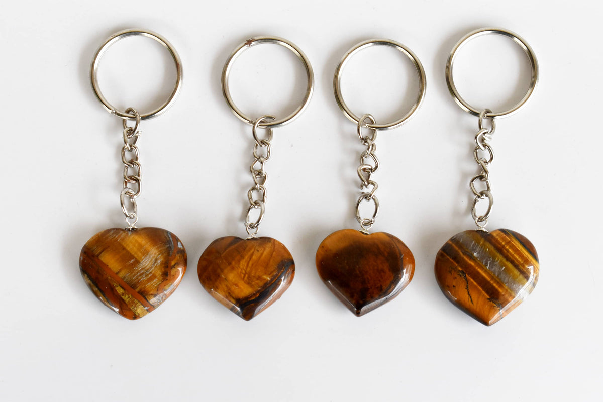 Tiger Eye Key Chain, Gemstone Keychain Crystal Key Ring (Creativity and Intuition).