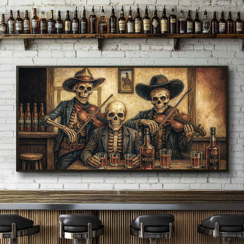 Cowboy Skeletons Western Bar Wall Art | Canvas | Wiccan Center