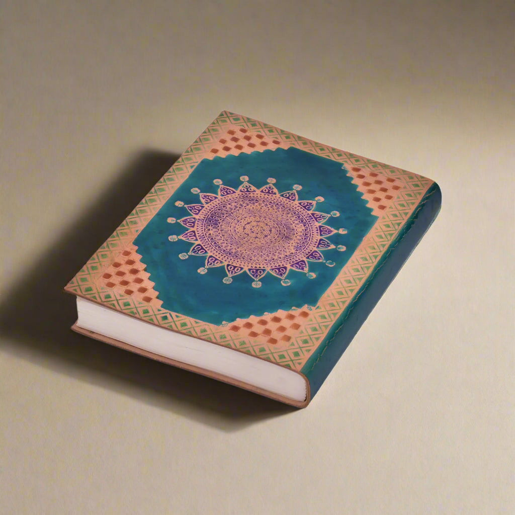 Hand-Dyed Mandala Leather Journal | Journal | Wiccan Center