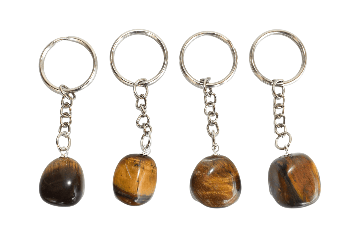 Tiger Eye Key Chain, Gemstone Keychain Crystal Key Ring (Creativity and Intuition).