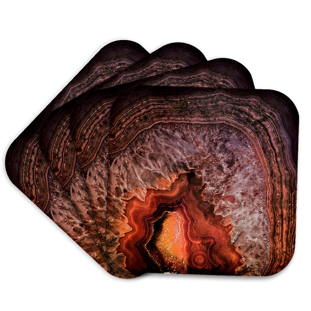 3dRose Uta Naumann Pattern - Image of Luxury Copper Coffee Brown Marble Agate Gem Mineral Stone - Coasters
