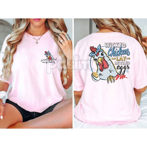 "Wicked Chickens Lay Deviled Eggs" T-Shirt - Funny Farm Pun Tee, Humorous Chicken Apparel | T-Shirt | Wiccan Center