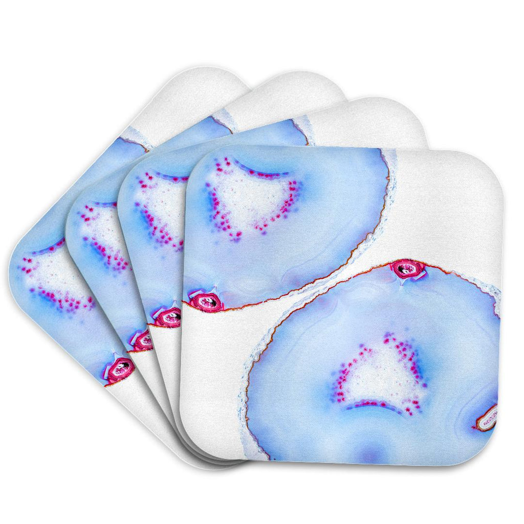 3dRose Uta Naumann Faux Glitter Pattern - Image of Trendy Baby Blue Teal Agate Gemstone Rock Quartz on White - Coasters