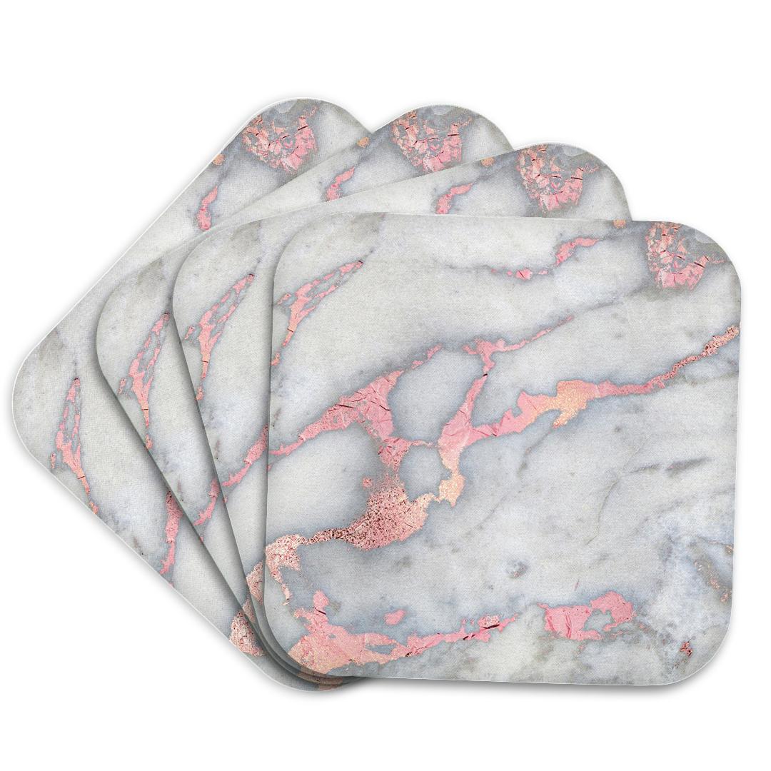 3dRose Uta Naumann Faux Glitter Pattern - Image of Chic Trendy Rose Gold Glitter Veins Marble Agate Rock Quartz - Coasters (CST_275226)