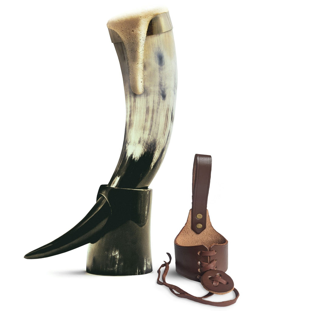 Curved Drinking Horn Bundle with Stand & Holster | Kitchen | Wiccan Center
