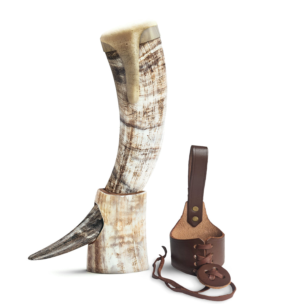 Curved Drinking Horn Bundle with Stand & Holster | Kitchen | Wiccan Center