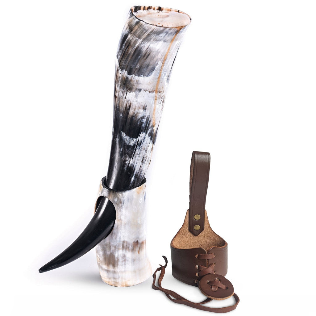 Curved Drinking Horn Bundle with Stand & Holster | Kitchen | Wiccan Center