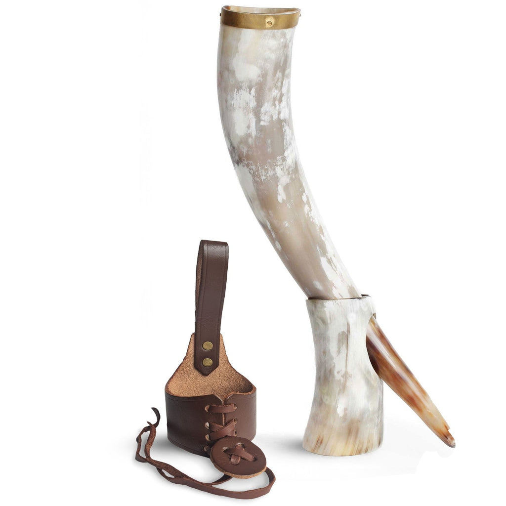 Curved Drinking Horn Bundle with Stand & Holster | Kitchen | Wiccan Center
