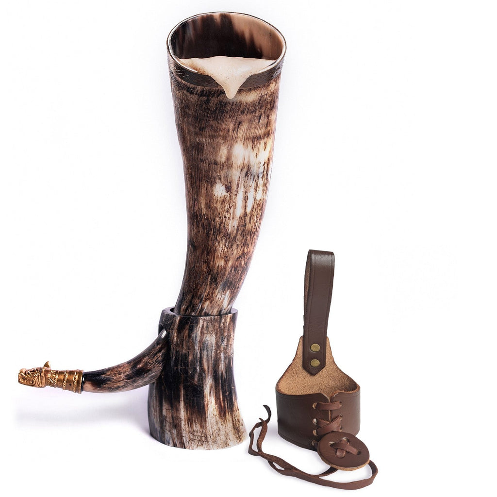 Curved Drinking Horn Bundle with Stand & Holster | Kitchen | Wiccan Center