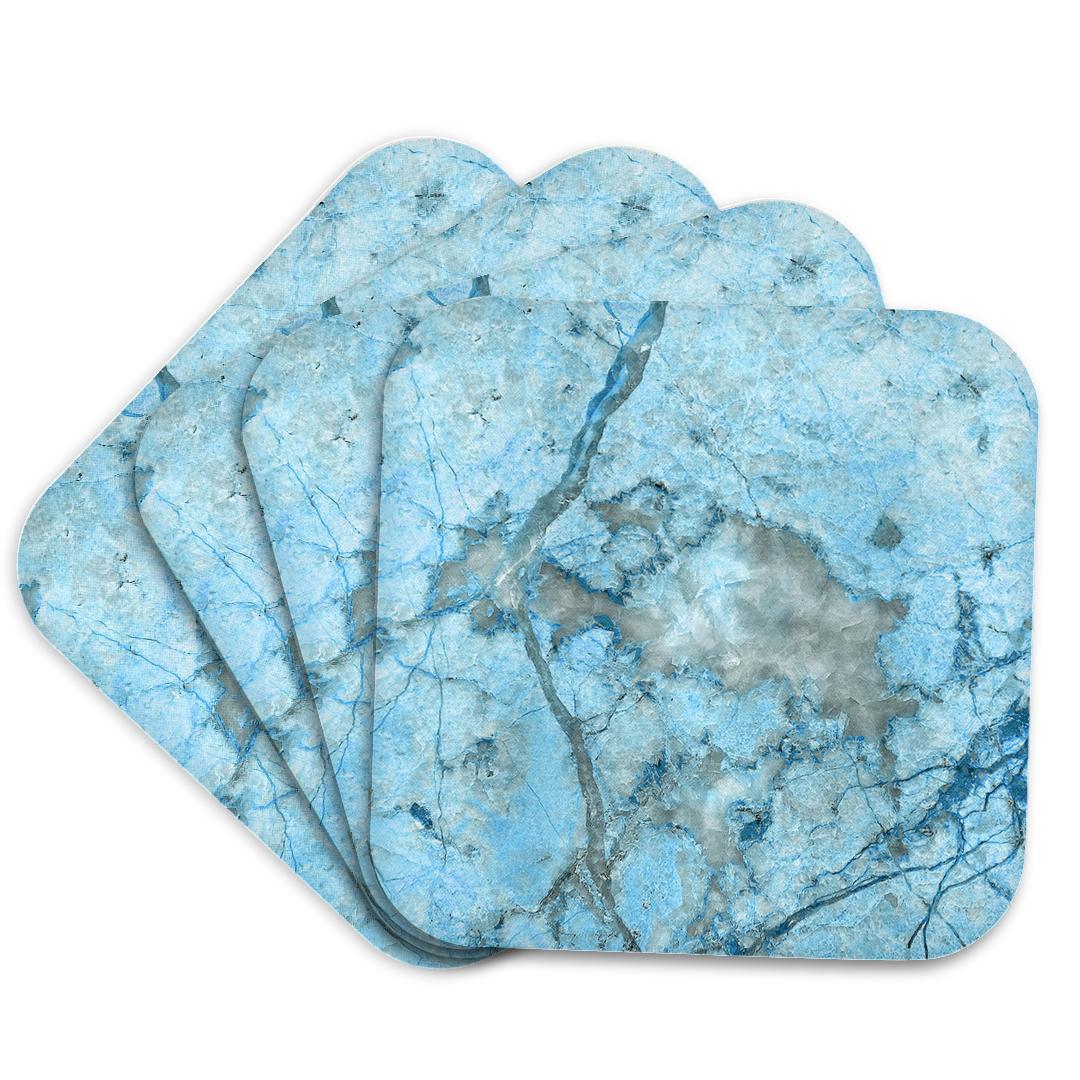 3dRose Uta Naumann Faux Glitter Pattern - Image of Luxury Chic Trendy Ice Blue Veins Agate Gemstone Geode Quartz - Coasters