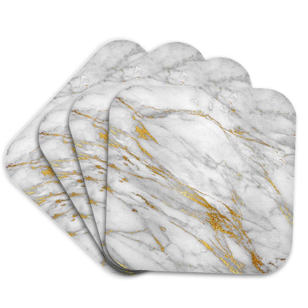 3dRose Uta Naumann Faux Glitter Pattern - Image of Chic Trendy Gold Glitter Veins Marble Agate Gemstone Quartz - Coasters
