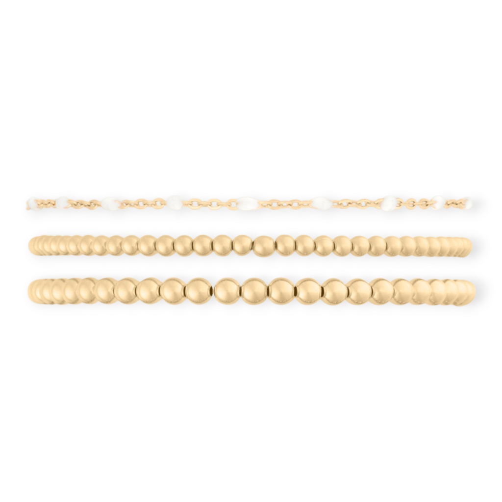 white daisy + juno bracelet triple stack (3+4mm) | | Wiccan Center
