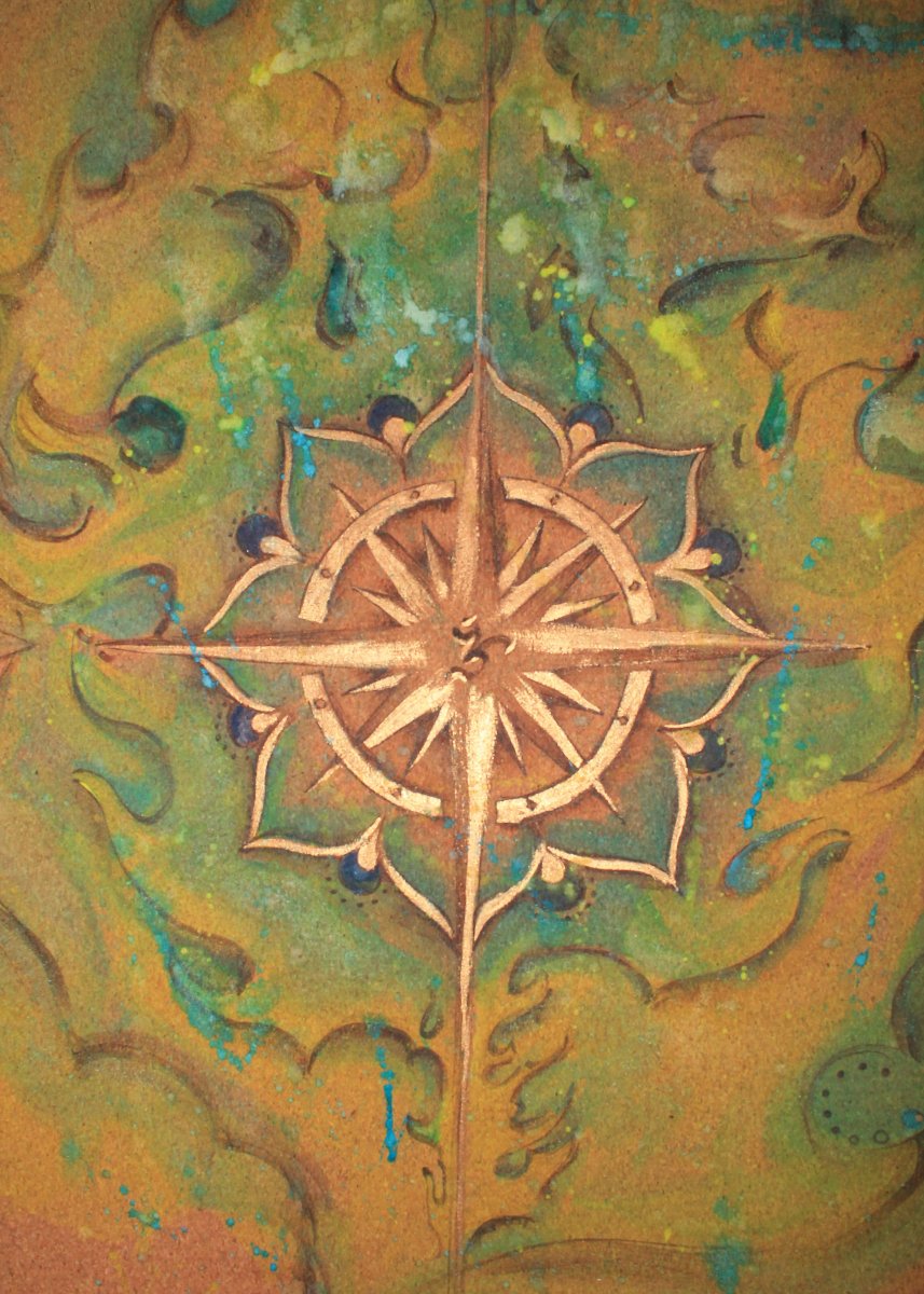 True North Painted Cork Yoga Mat | Yoga Mat - Hand Painted | Wiccan Center
