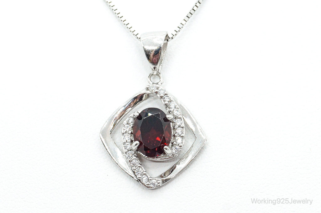 Garnet Cubic Zirconia Sterling Silver Necklace | Jewelry > Necklaces > Pendants | Wiccan Center
