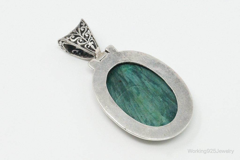 Large Vintage Malachite Sterling Silver Necklace Pendant | Jewelry > Necklaces > Pendants | Wiccan Center
