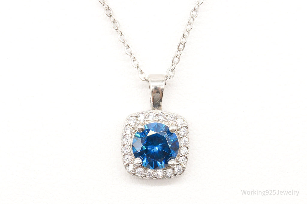 Designer Ryze Blue & White Cubic Zirconia Sterling Silver Necklace | Jewelry > Necklaces > Pendants | Wiccan Center