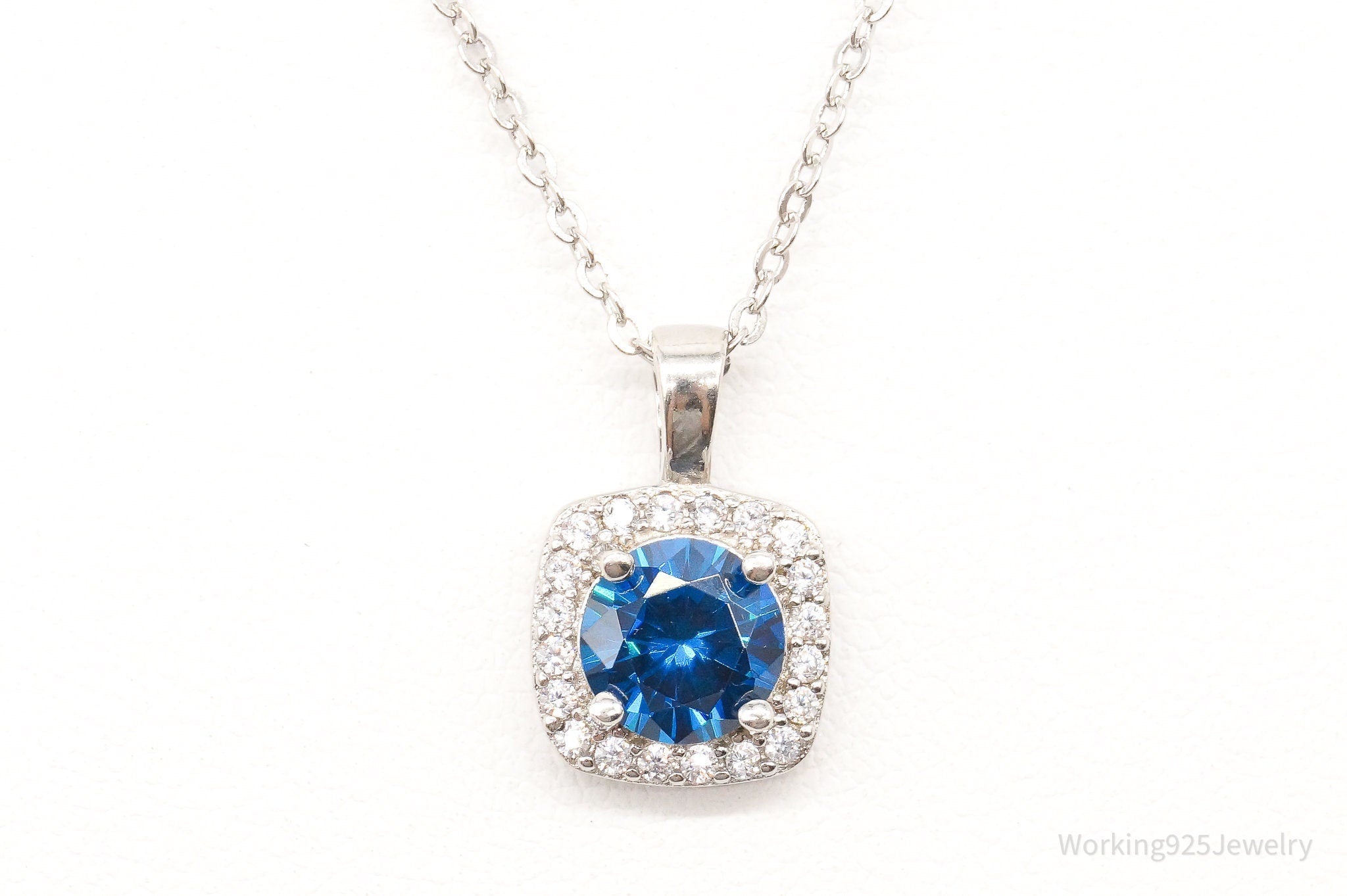 Designer Ryze Blue & White Cubic Zirconia Sterling Silver Necklace | Jewelry > Necklaces > Pendants | Wiccan Center