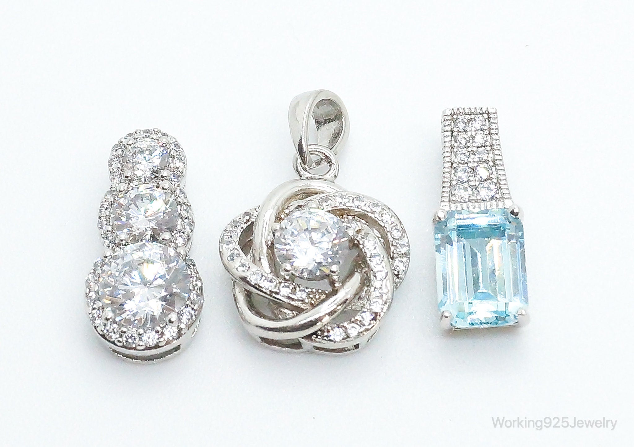 Vintage Blue Topaz & Cubic Zirconia Sterling Silver Necklace Pendants | Jewelry > Necklaces > Pendants | Wiccan Center