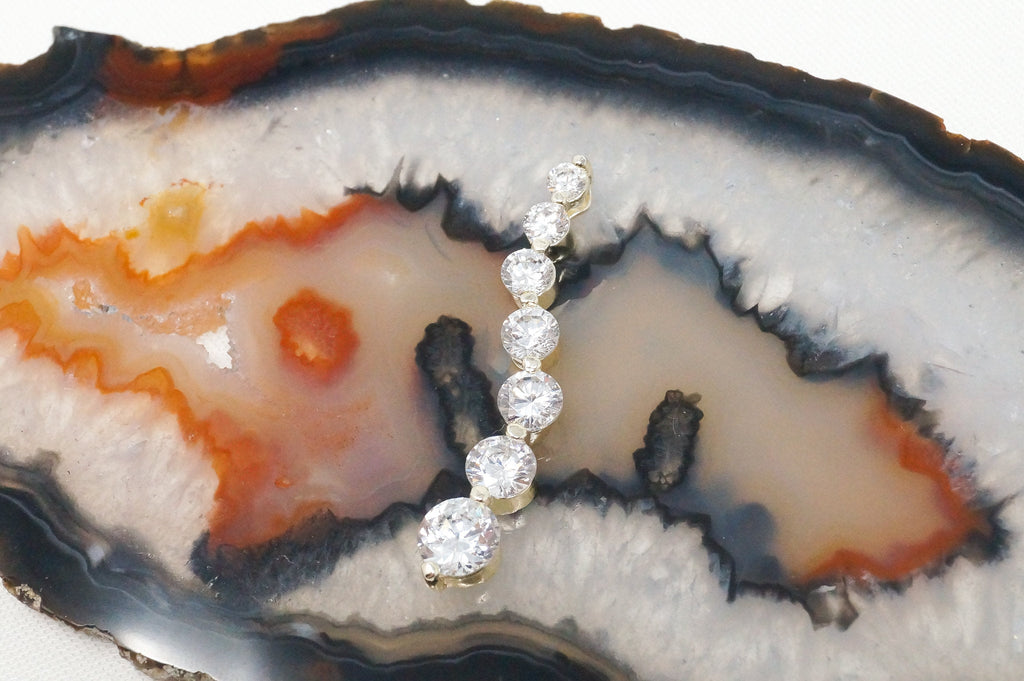 Vtg Gold Vermeil Cubic Zirconia Circles Bubbles Sterling Silver Necklace Pendant | Jewelry > Necklaces > Pendants | Wiccan Center