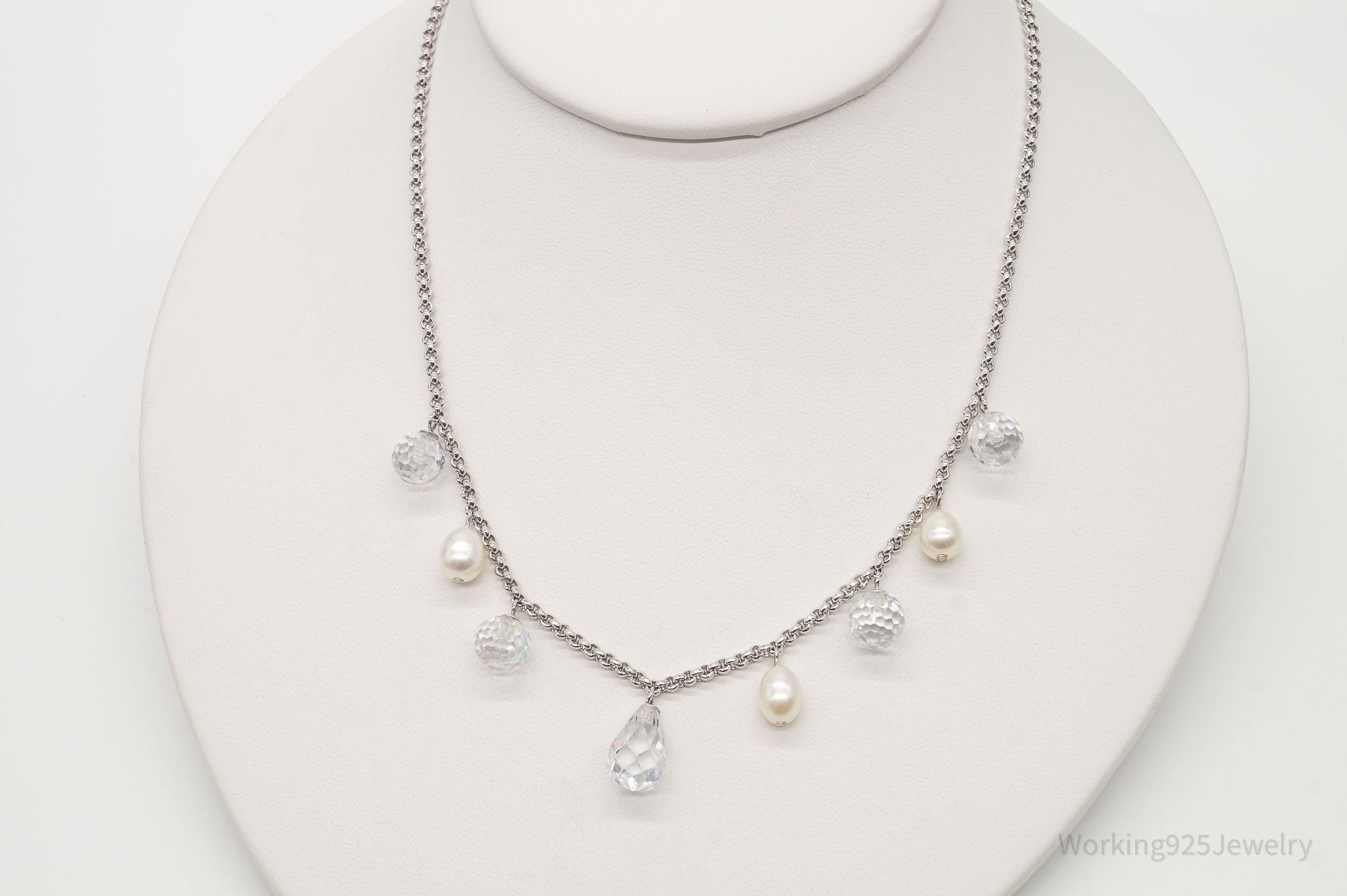 Vintage Pearl Crystal Quartz Sterling Silver Necklace | Jewelry > Necklaces > Pendants | Wiccan Center