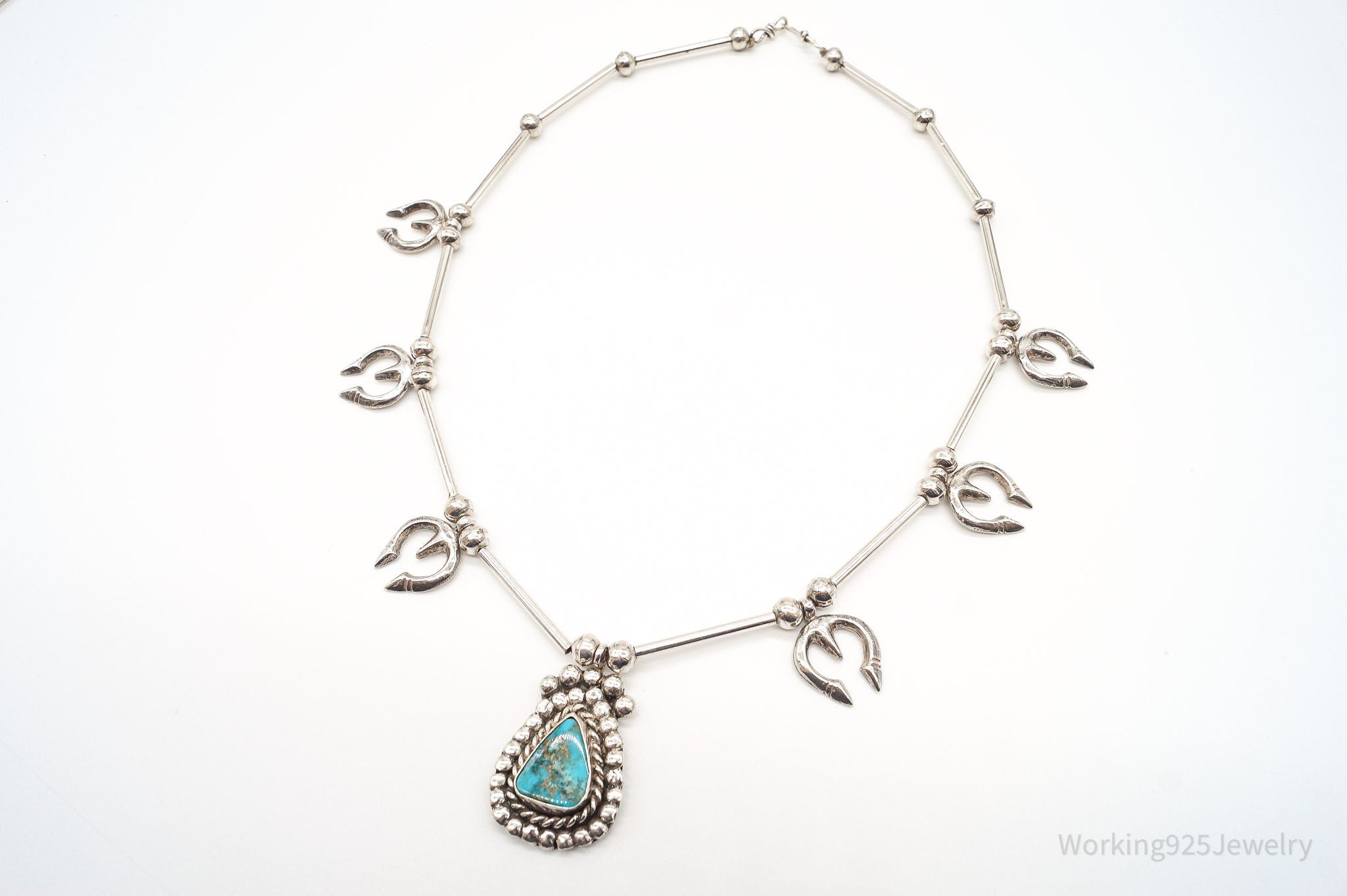 Vintage Native American Turquoise Silver Necklace | Jewelry > Necklaces > Pendants | Wiccan Center