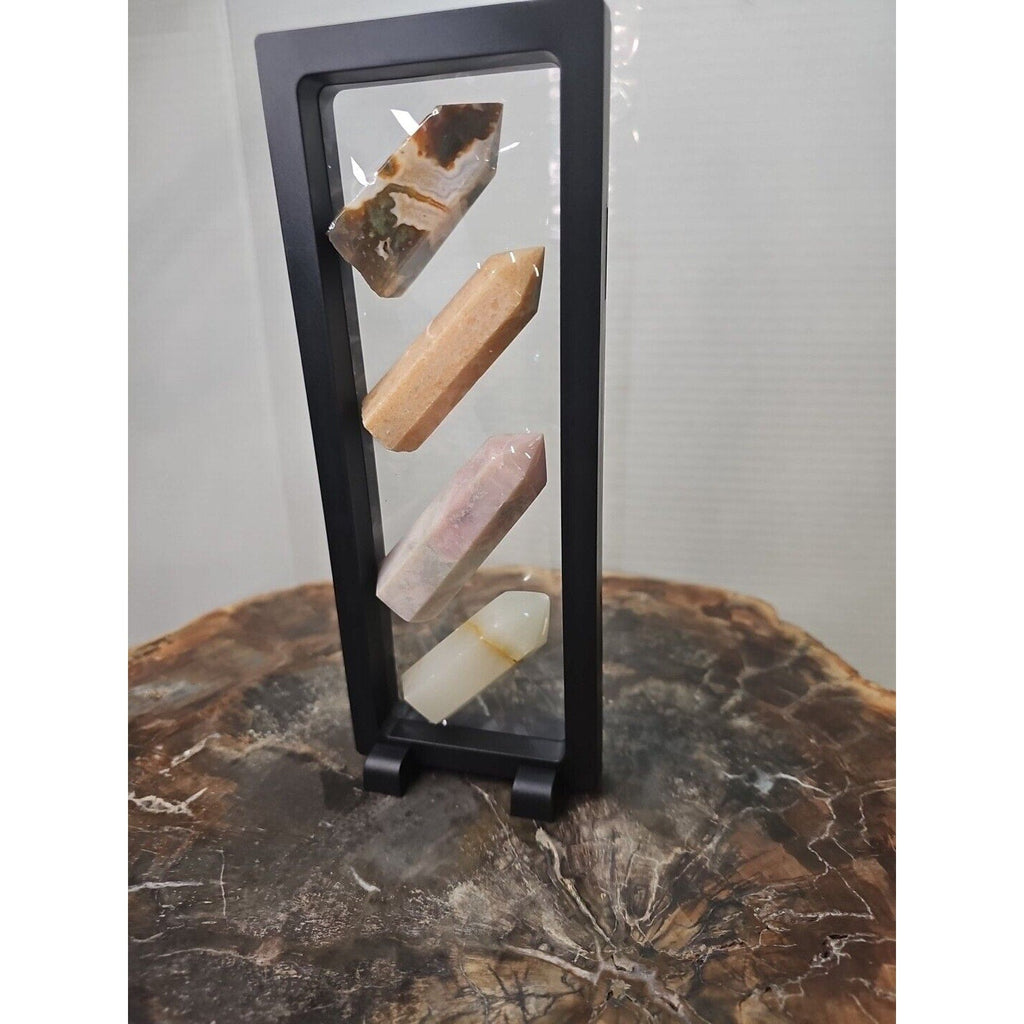 Natural Agate Crystal Towers with Stand — 245g, 4-Piece Set | CrystalCloud Company
