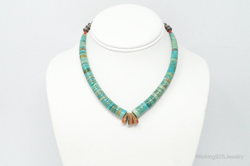 Vintage Native American Turquoise Disc Beads Sterling Silver Necklace | Jewelry > Necklaces > Pendants | Wiccan Center