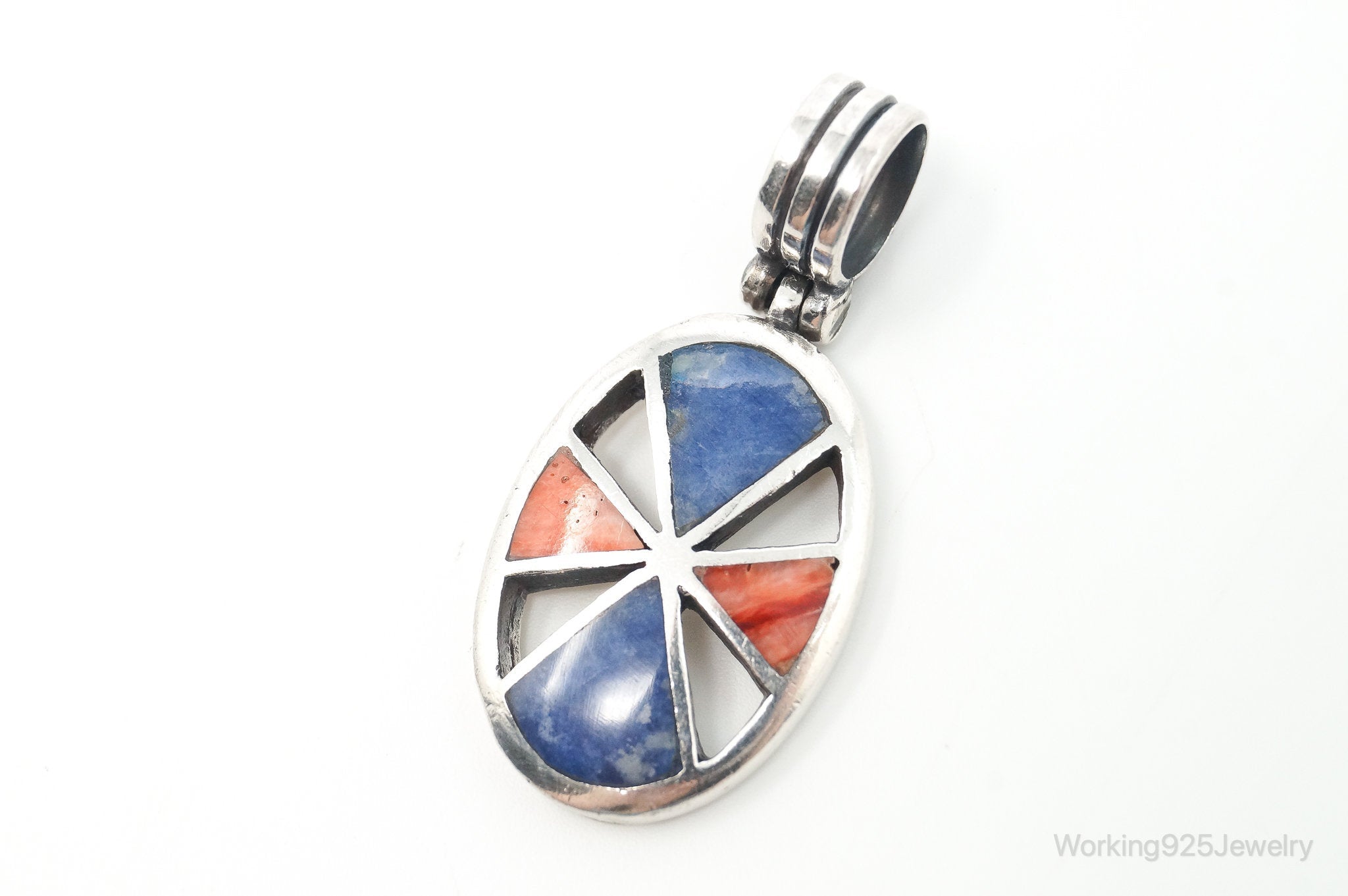 Vintage Native American Unsigned Coral Lapis Lazuli Sterling Silver Pendant | Jewelry > Necklaces > Pendants | Wiccan Center
