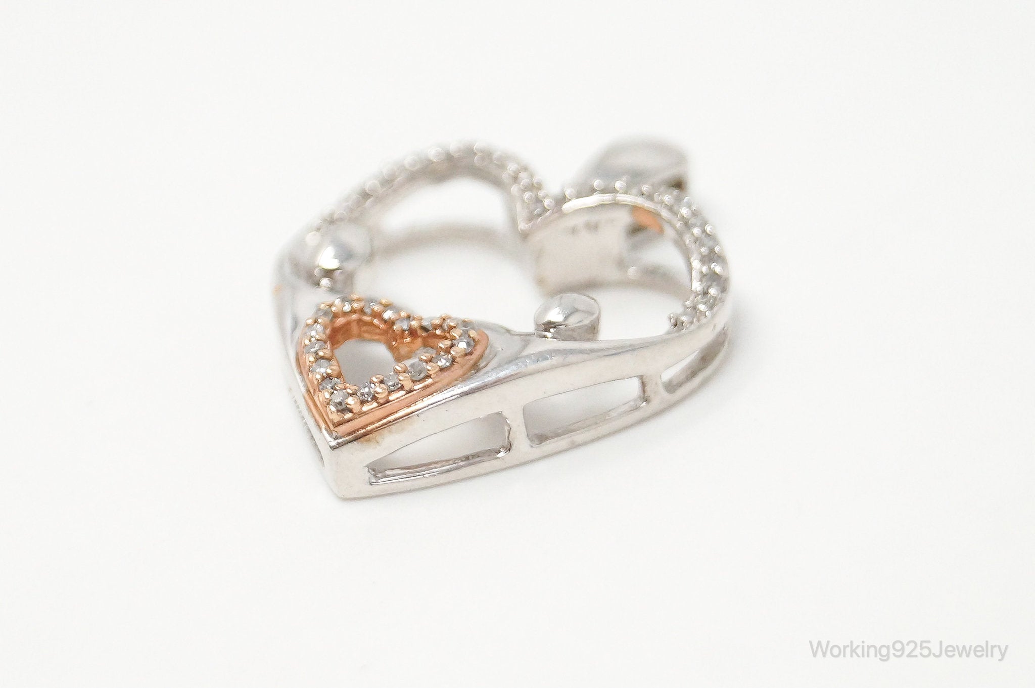 Cubic Zirconia Rose Gold Vermeil Sterling Silver Heart Necklace Pendant | Jewelry > Necklaces > Pendants | Wiccan Center
