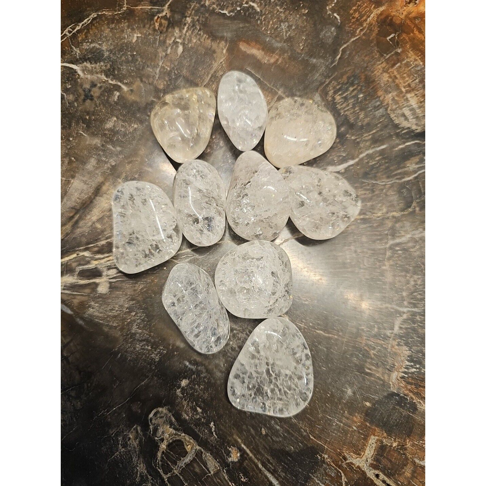 Crackle Quartz Tumbled Stones — 5-Piece Set for Clarity & Positive Energy | CrystalCloud Company