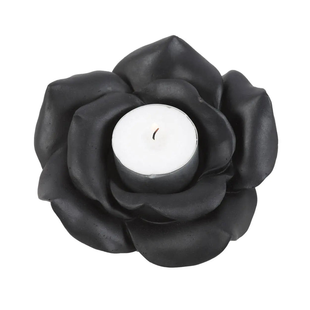 Black Rose Resin Tealight Candle Holder | | Wiccan Center