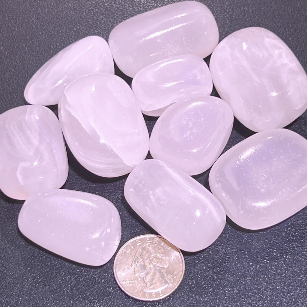 Pink Mangano Calcite Tumbled Stones (UV Reactive)(By The Piece Or Pound) | Home & Living > Home Decor > Home Accents > Rocks & Geodes | Wiccan Center