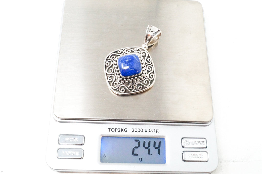 Vintage Designer BA Suarti Lapis Lazuli Bali Sterling Silver Necklace Pendant | Jewelry > Necklaces > Pendants | Wiccan Center