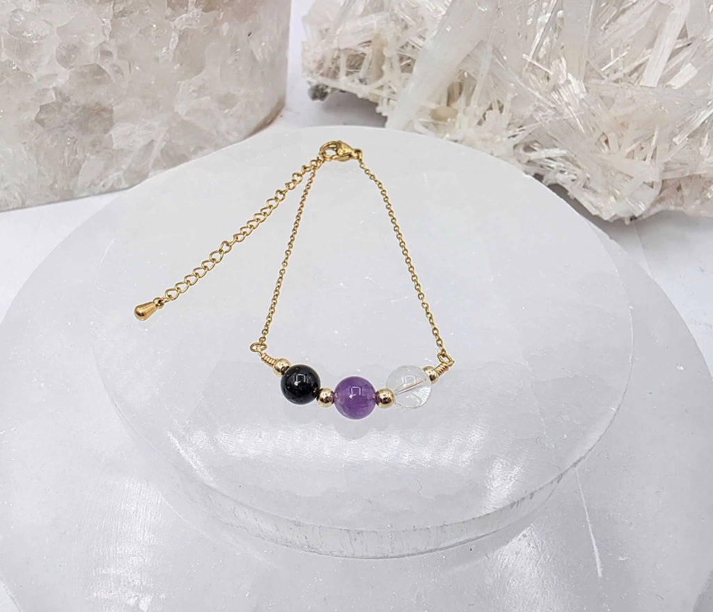 SACRED SPACE -Clear Quartz, Amethyst, Black Onyx Jewelry Set | Jewelry Set | Wiccan Center