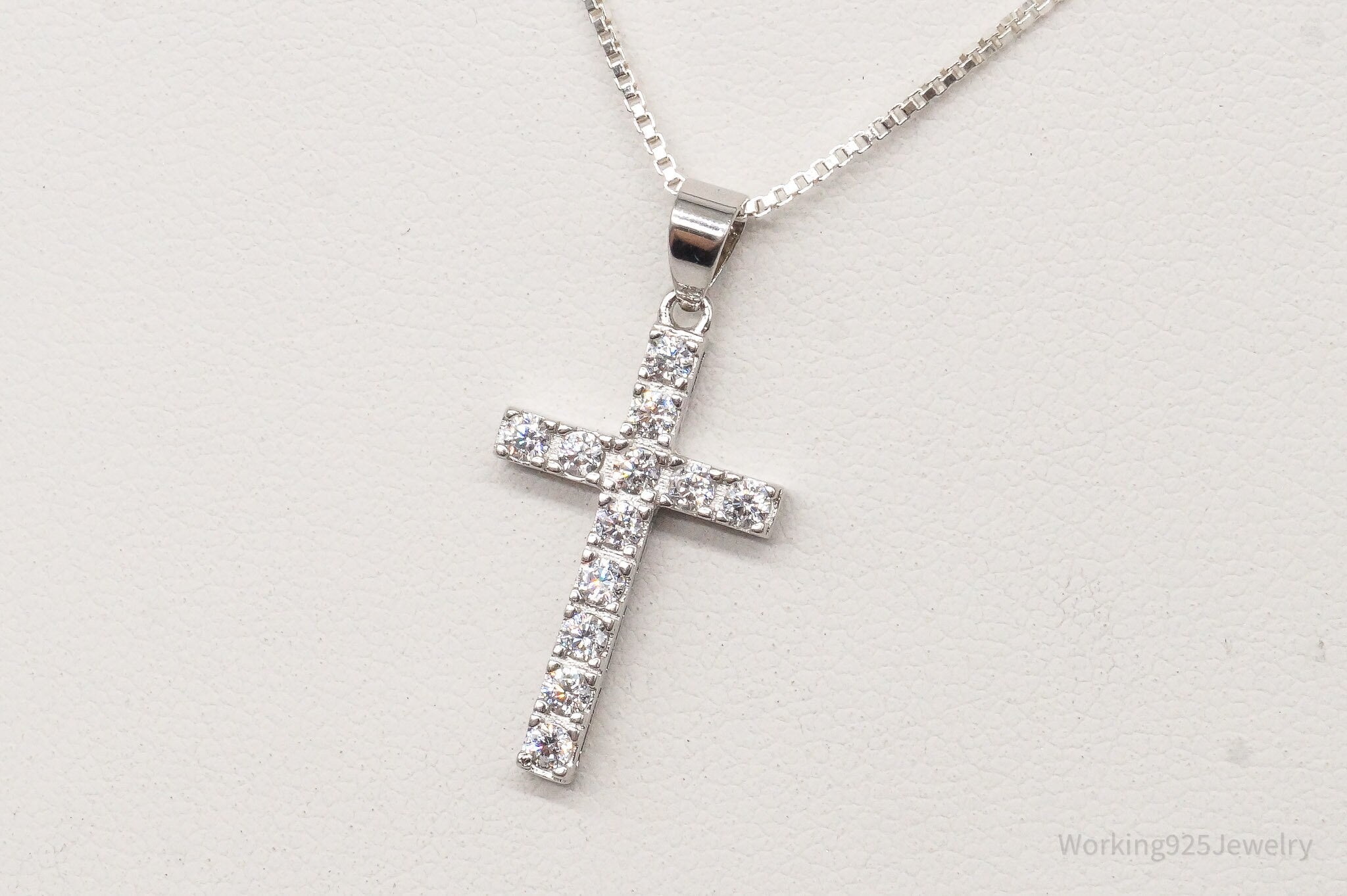 Vintage Cubic Zirconia Cross Sterling Silver Necklace | Jewelry > Necklaces | Wiccan Center
